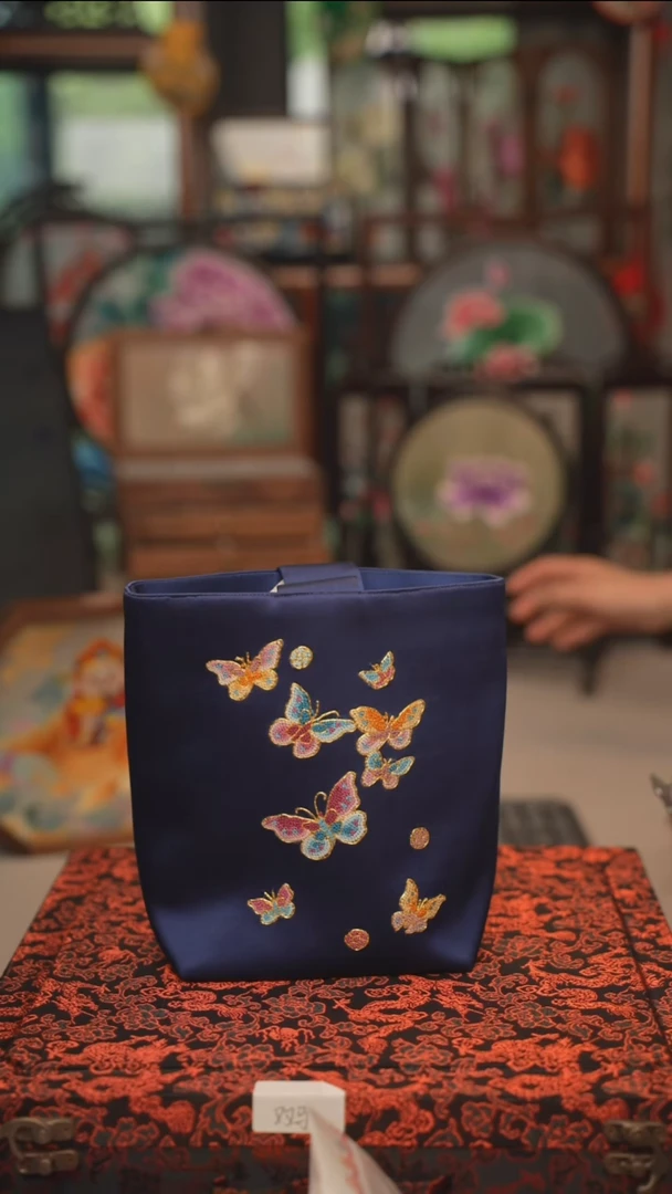 扇子包包 绣花双面非遗