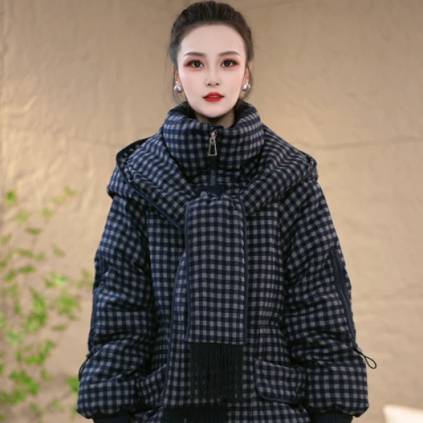 冬季围巾连帽通勤百搭经典时尚保暖白鸭绒羽绒服M-XL