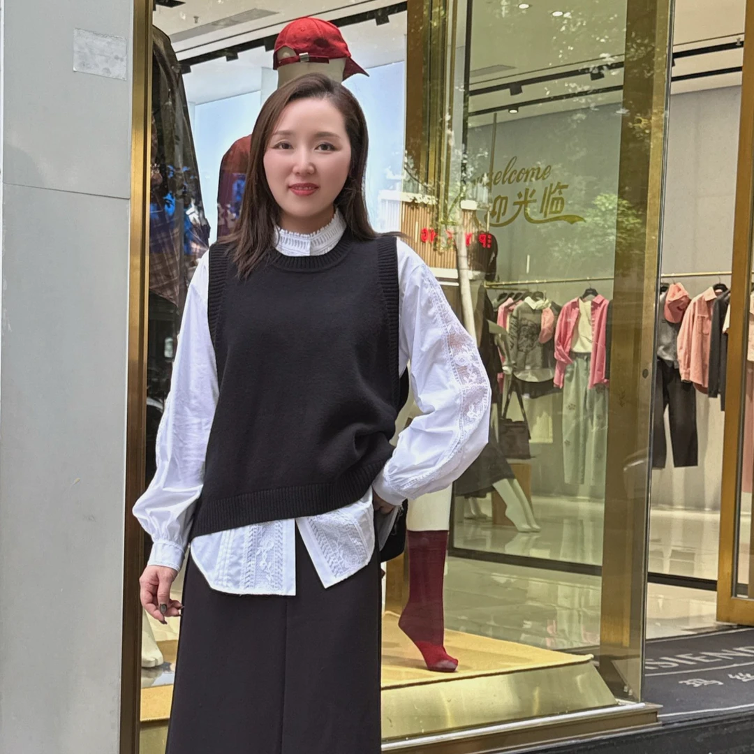 MASIENDI/玛丝恩迪针织女秋季宽松绵羊毛针织小马甲