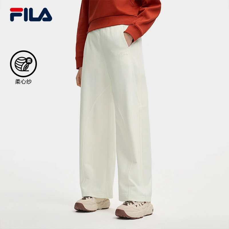 Fila/斐乐【流光风】女秋遮肉显瘦宽松休闲运动直筒长裤F11W549604F