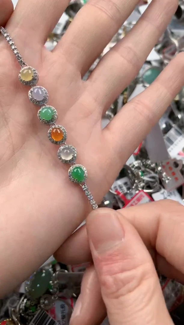 银S925镶嵌戒指翡翠444   3