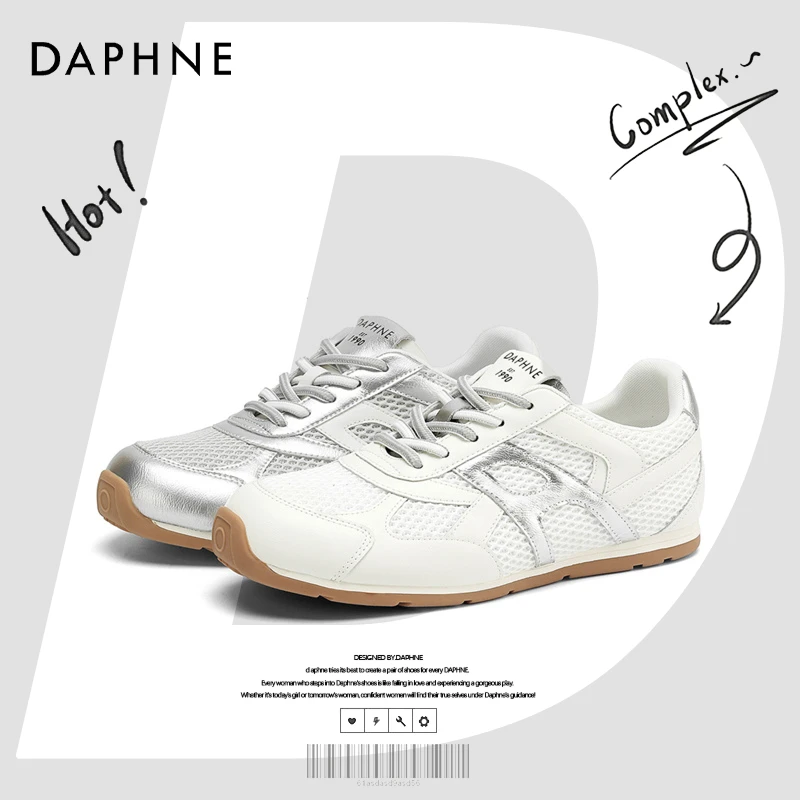 达芙妮网红爆款德训鞋女2025春季网面运动鞋芭蕾小白鞋透气休闲鞋