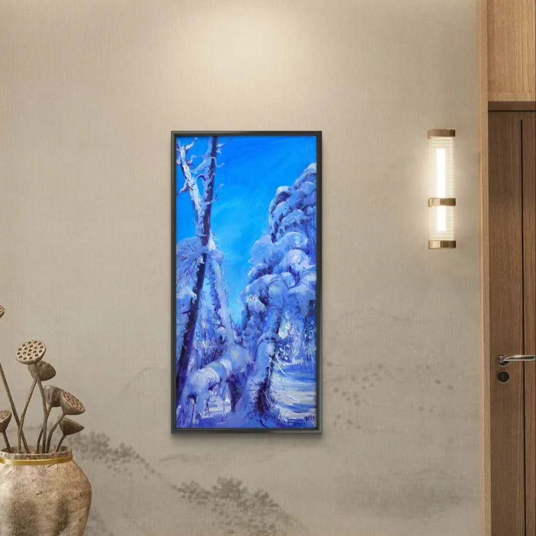 王彬 布面油画《雪后》40×80CM