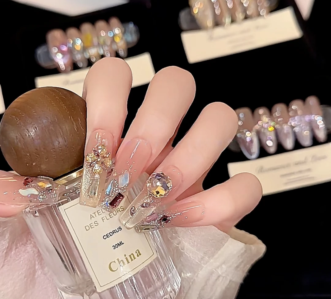 【幻彩紫玫瑰】 穿戴美甲纯手工猫眼美甲小冻梨