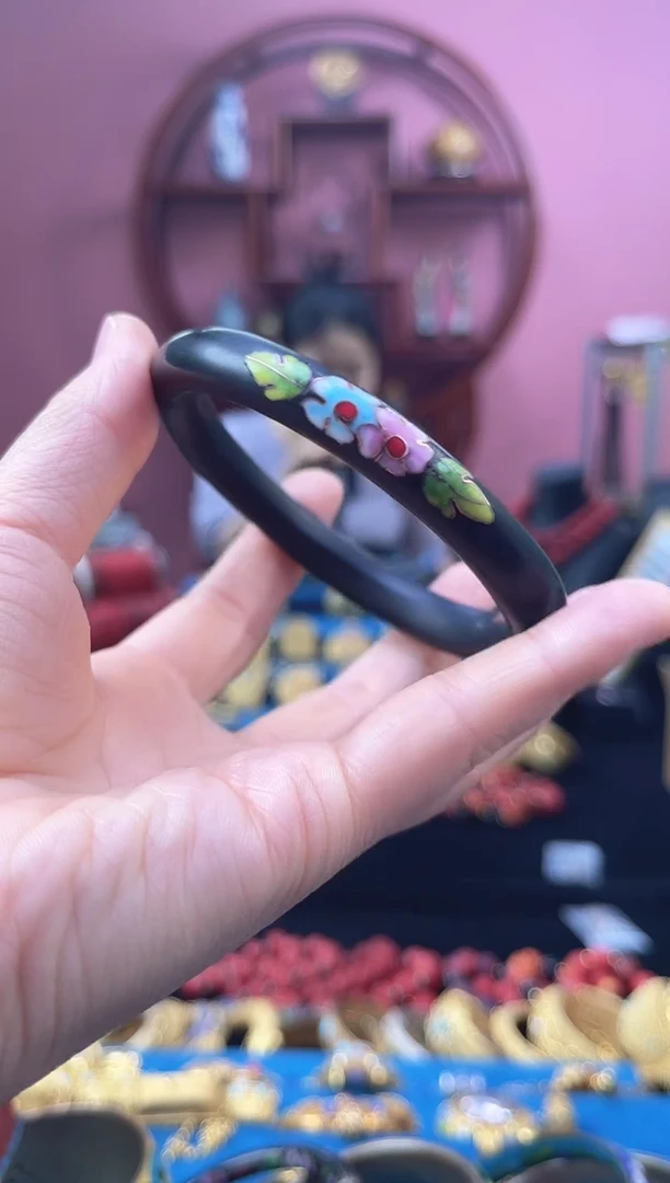 心*非遗 雕漆 素漆 手镯 黑色 60