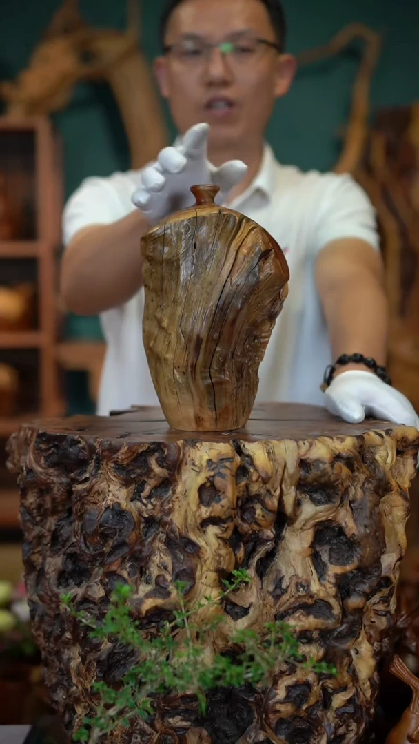 枣木雷击枣木小口瓶