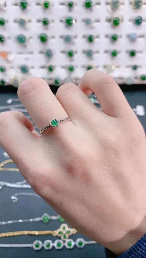 【闪购商品】翡翠戒指银S925镶嵌天然翡翠