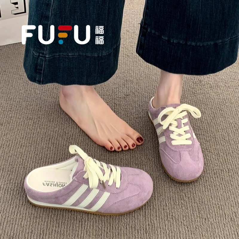 福福包头半拖鞋女夏外穿2025新款阿甘鞋爆款德训鞋懒人一脚蹬凉拖