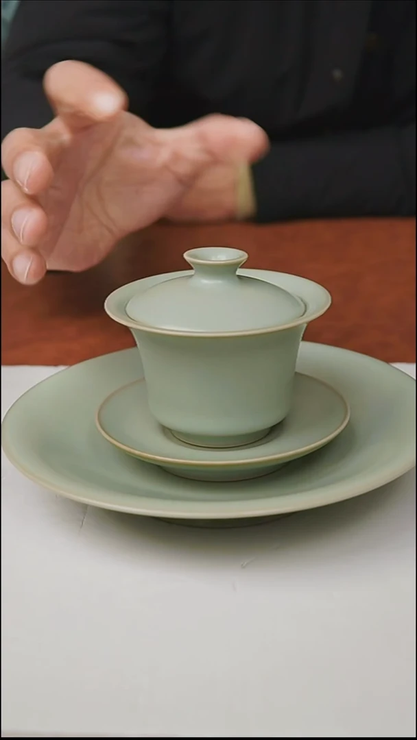杯子瓷富山严选汝瓷，马蹄盖碗