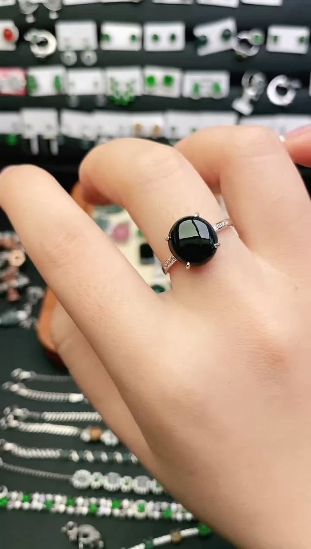 银S925镶嵌戒指翡翠0