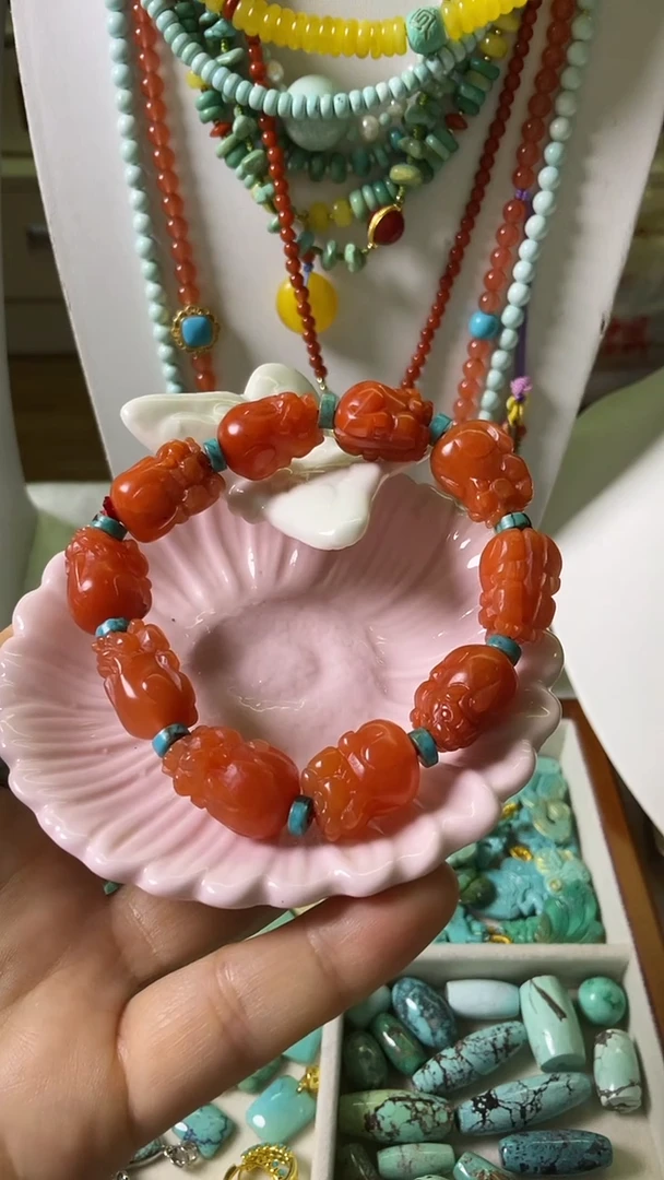 未镶嵌南红玛瑙珠宝奇石貔貅手串