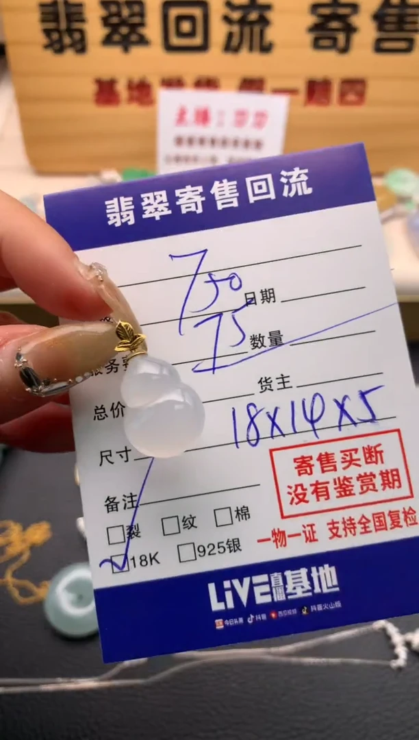 【闪购商品】翡翠颈饰18K金镶嵌21012238