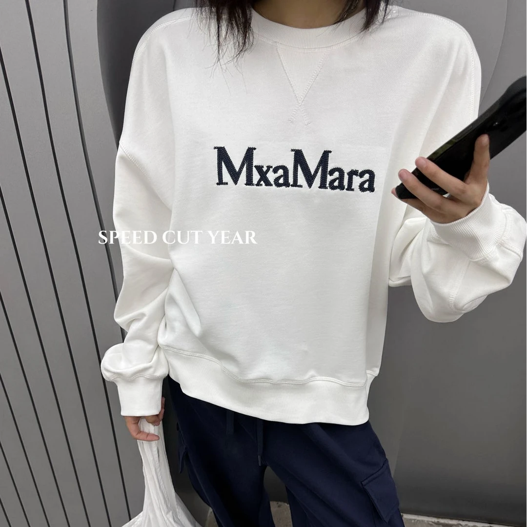 2025早春新款大毛圈潮牌字母印花圆领套头卫衣女33106