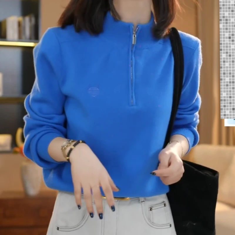 【蜜绒】秋冬新款半拉链软糯亲肤显瘦休闲风百搭针织衫LK2508347