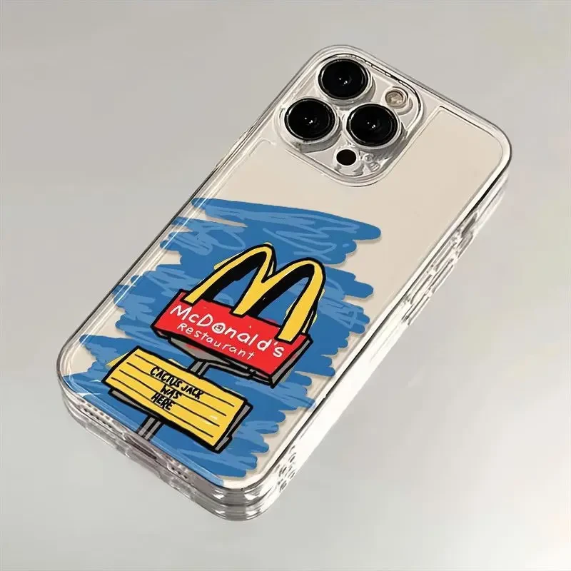 涂鸦麦当劳适用iPhone16promax手机壳苹果13/14软12M记麦门11新款