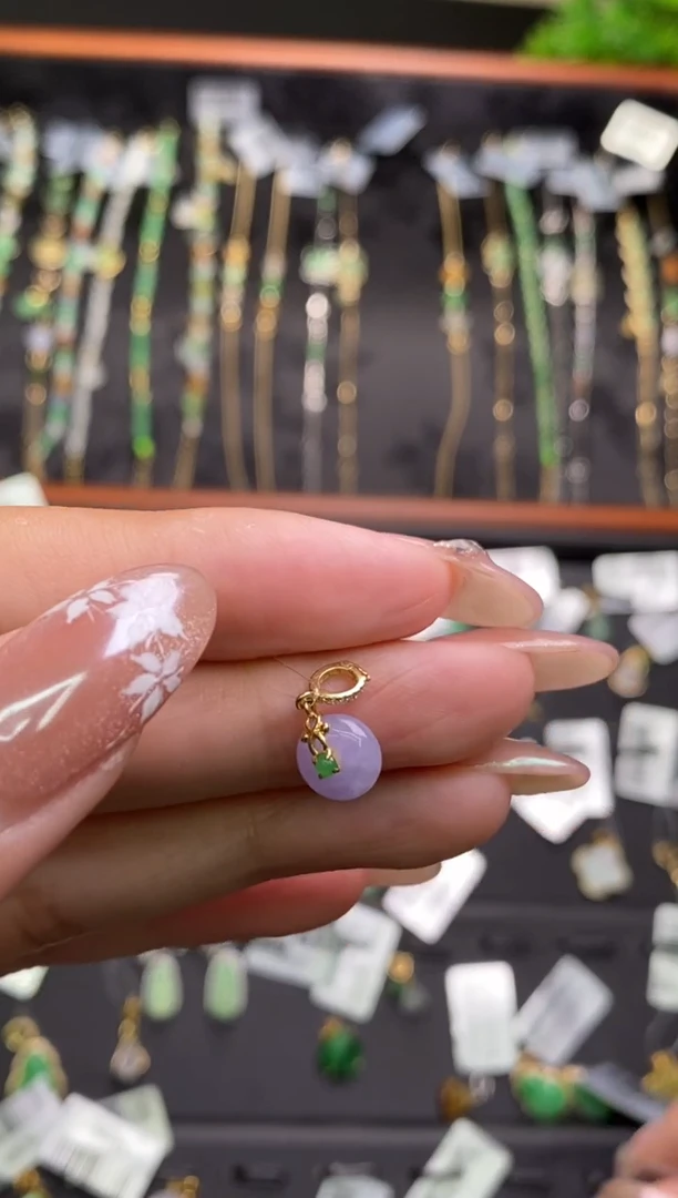 翡翠18K金镶嵌颈饰净货12042