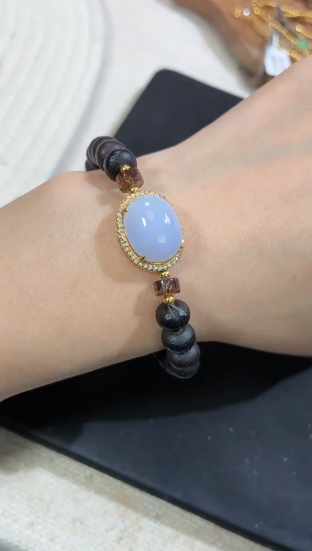 吊坠(不含链)银S925镶嵌翡翠手串