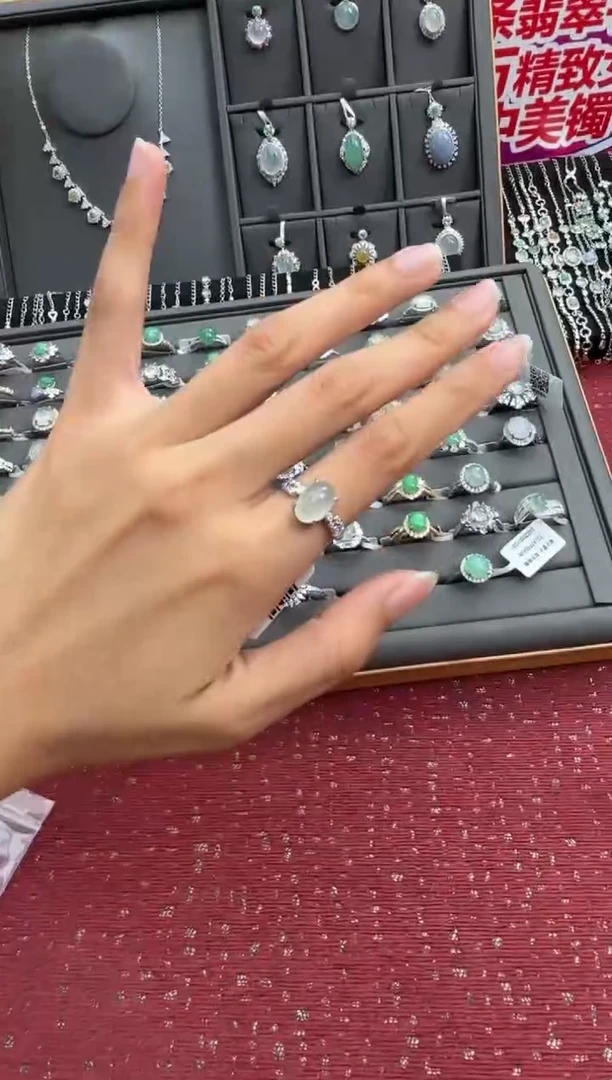 银S925镶嵌戒指翡翠003848R