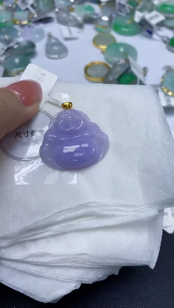 颈饰18K金镶嵌翡翠天然缅甸翡翠A货多样性发一件