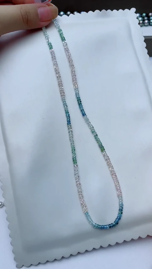海蓝宝石颈饰银S925镶嵌W1