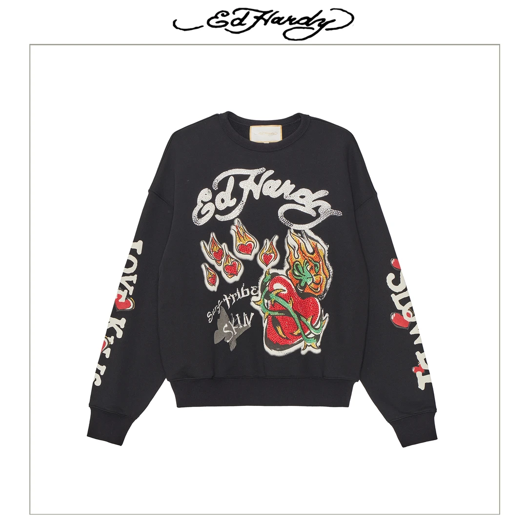 Ed Hardy/埃德哈迪美式复古桃心系列圆领卫衣E1QAW367
