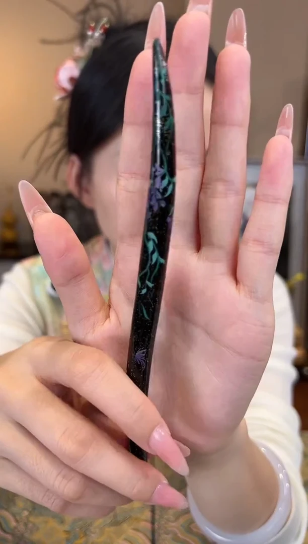 刺绣柳叶簪 发簪苏绣世家非遗手工大漆发簪