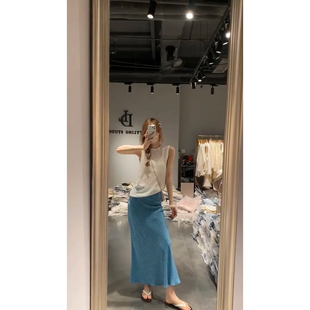 2025夏季新款日系休闲白色宽松背心女设计感显瘦上衣百搭半身裙