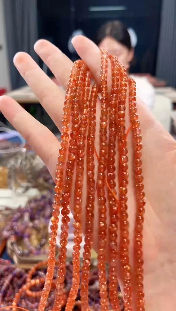 未镶嵌手串日光石金太阳三圈手串4mm【多样式发货】