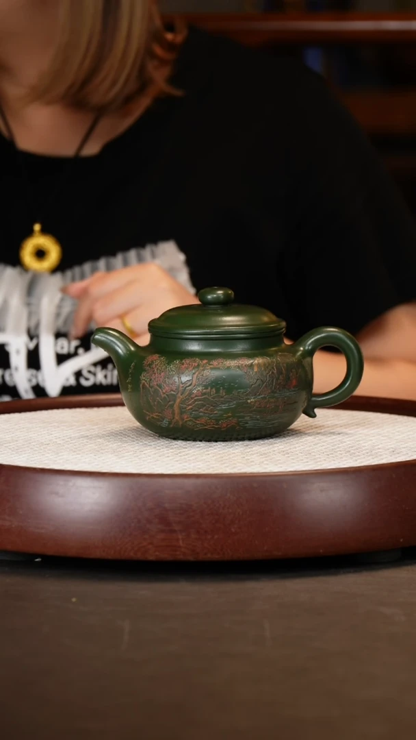 紫砂紫砂壶【谈俊祥】雪花绿泥仿古+杯