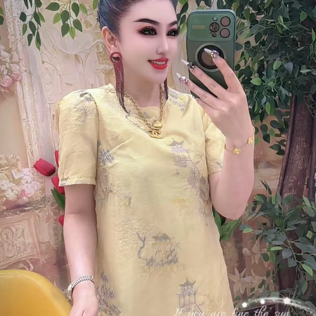 12851 重工刺绣修身显瘦高端连衣裙