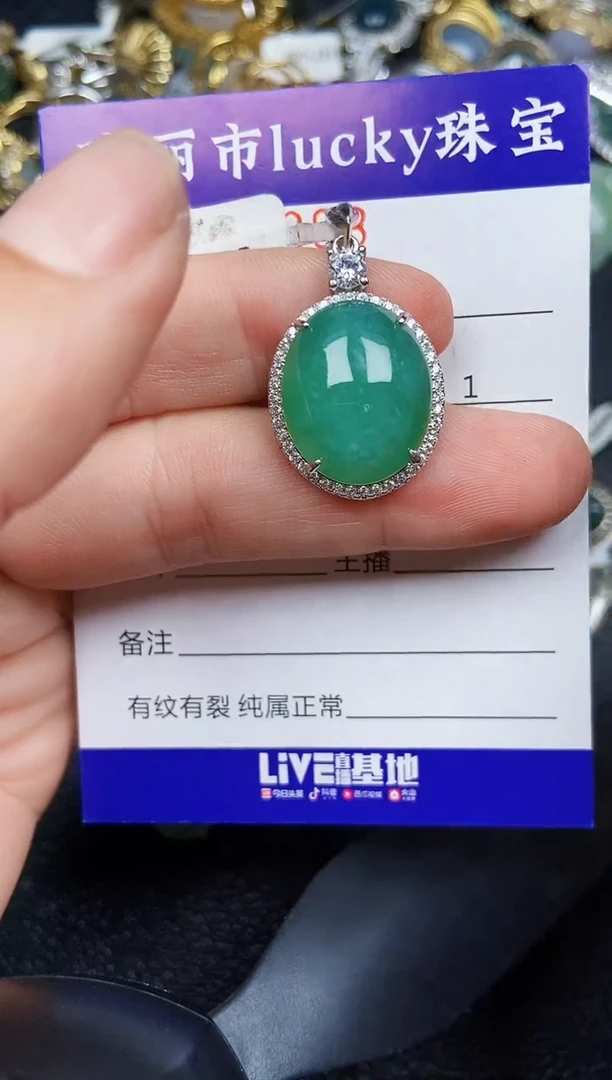 翡翠银S925镶嵌颈饰9888