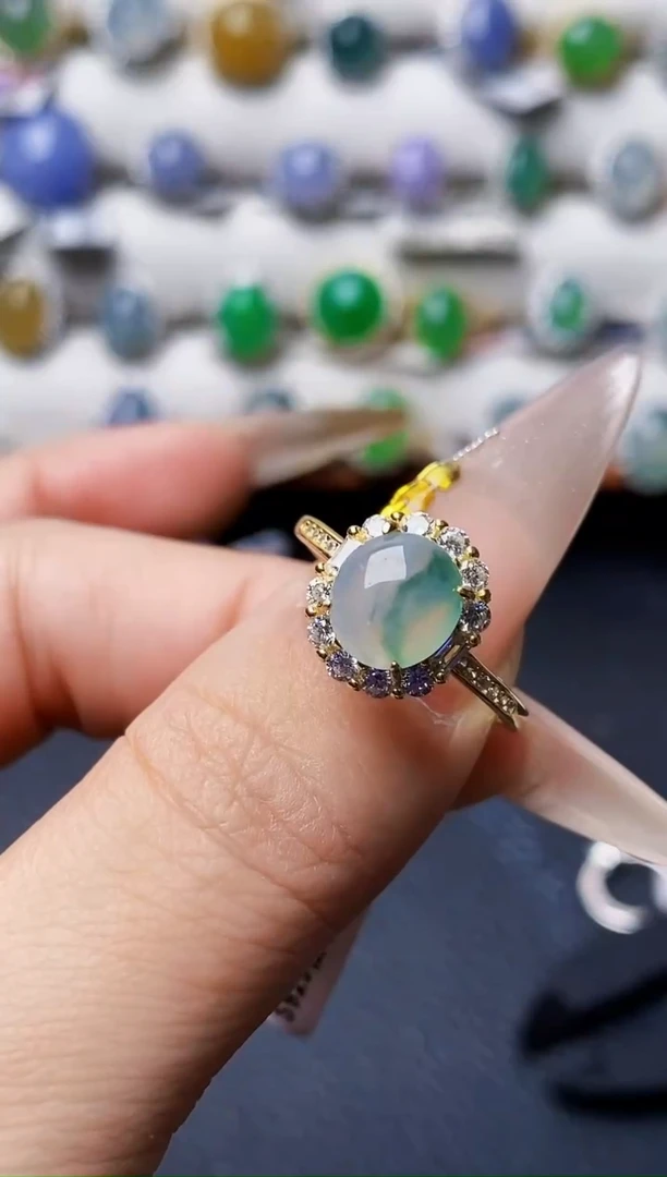 银S925镶嵌戒指翡翠0346