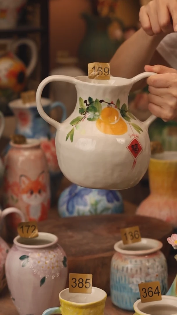 陶瓷169景德镇设计师手作花器摆件侘寂风