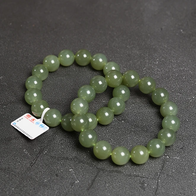 【鑫浩矿业】新疆和田玉-湖水果冻料卡12mm手串一条多样性发货一件