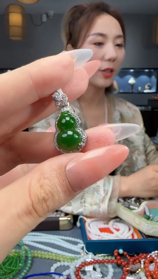 和田玉银S925镶嵌吊坠(不含链)1