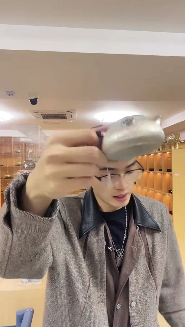 古悦足银999泡茶壶