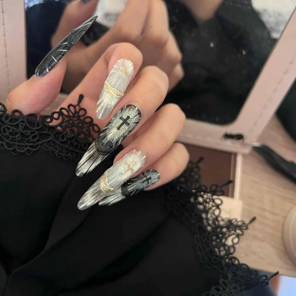 ⌊ 神谕 ⌉高级感重工手绘猫眼美甲款式纯手工穿戴甲显白个性十足