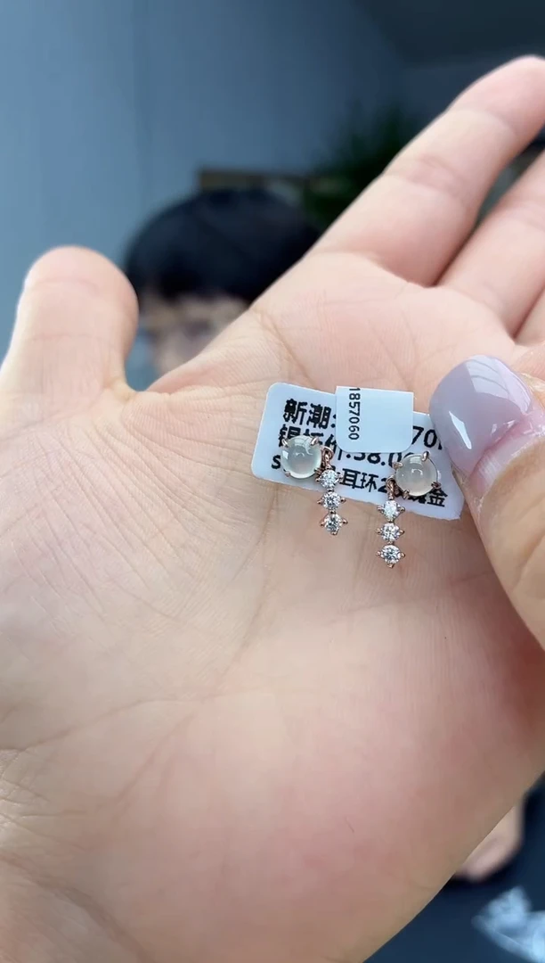 银S925镶嵌翡翠耳饰1111111111