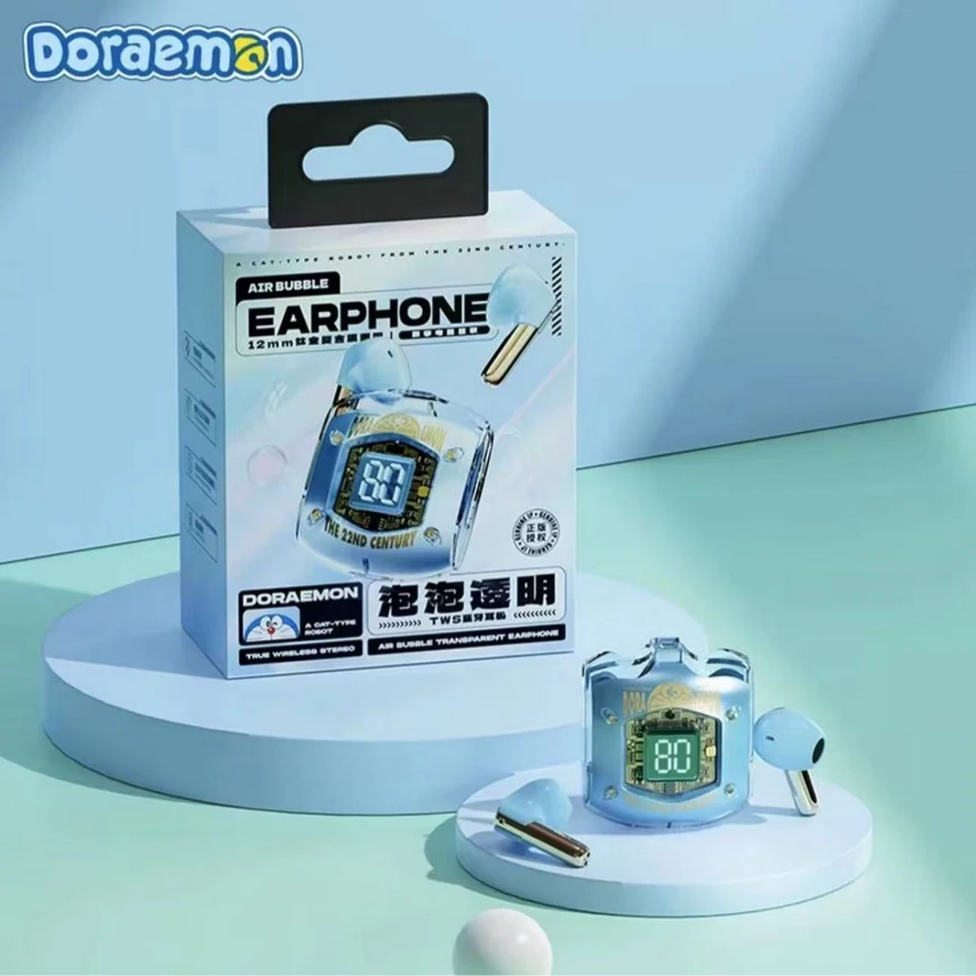 ROCK哆啦A梦【泡泡透明】真无线蓝牙耳机透明耳机仓苹果安卓通用