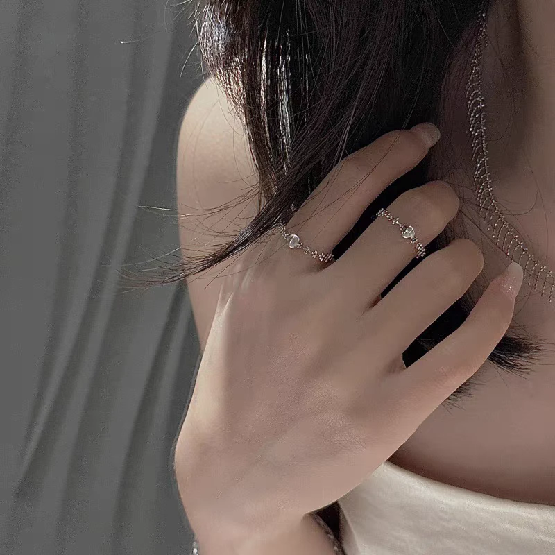 925银戒指 法式拉丝猫眼戒指小众设计感轻奢高级感指环饰品女