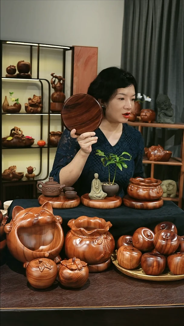 木18公分MB061-3福鼓底座摆件超大号微瑕随缘发其一303