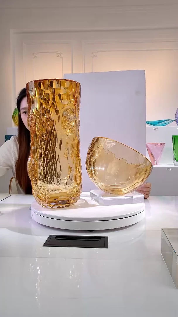 茶金色金箔花器斜切果碗组合