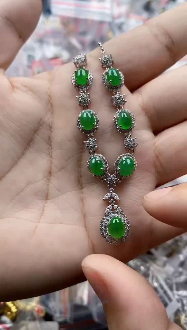 翡翠戒指银S925镶嵌5555---10