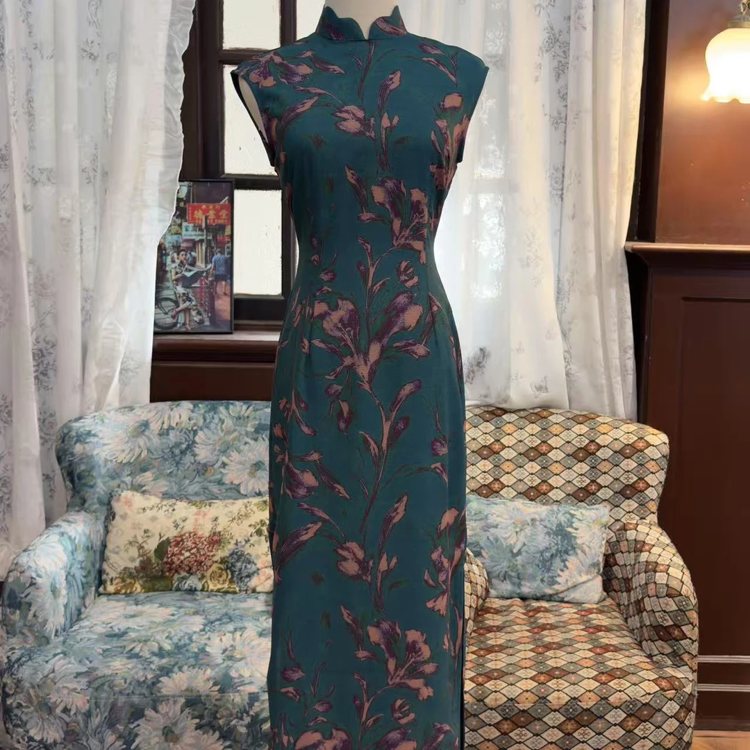 锦笙 |蓝港128改良新中式拉链款旗袍春夏新款单层修身港风出片