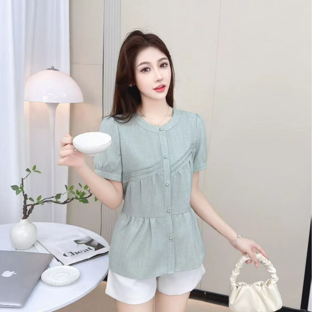 0050#【衣长55】新款衬衫时尚气质显瘦收腰设计衬衣上衣