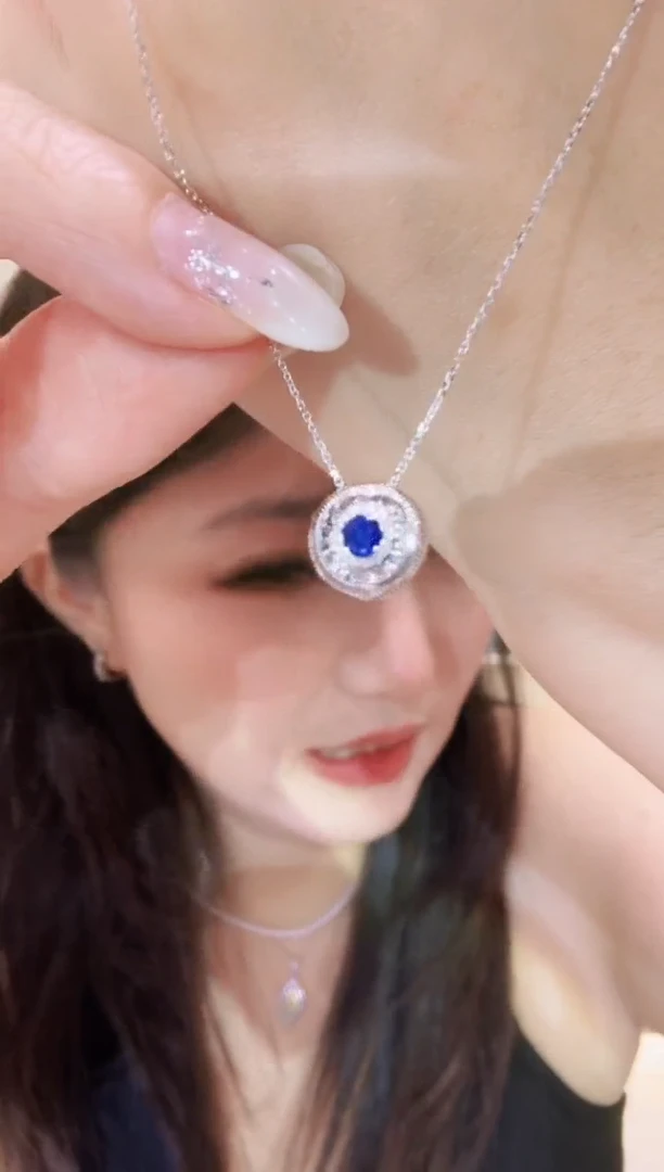 套链蓝宝石18K金镶嵌精选06-蓝宝石泡泡项链
