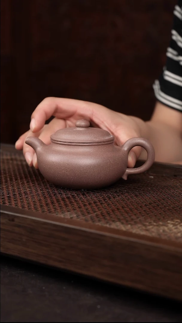 茶杯紫砂桃花泥仿古  紫