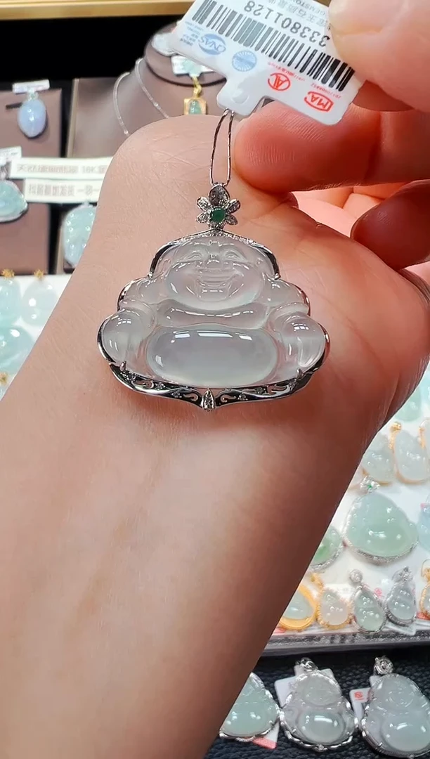 【闪购商品】翡翠吊坠(不含链)18K金镶嵌佛公吊坠1128