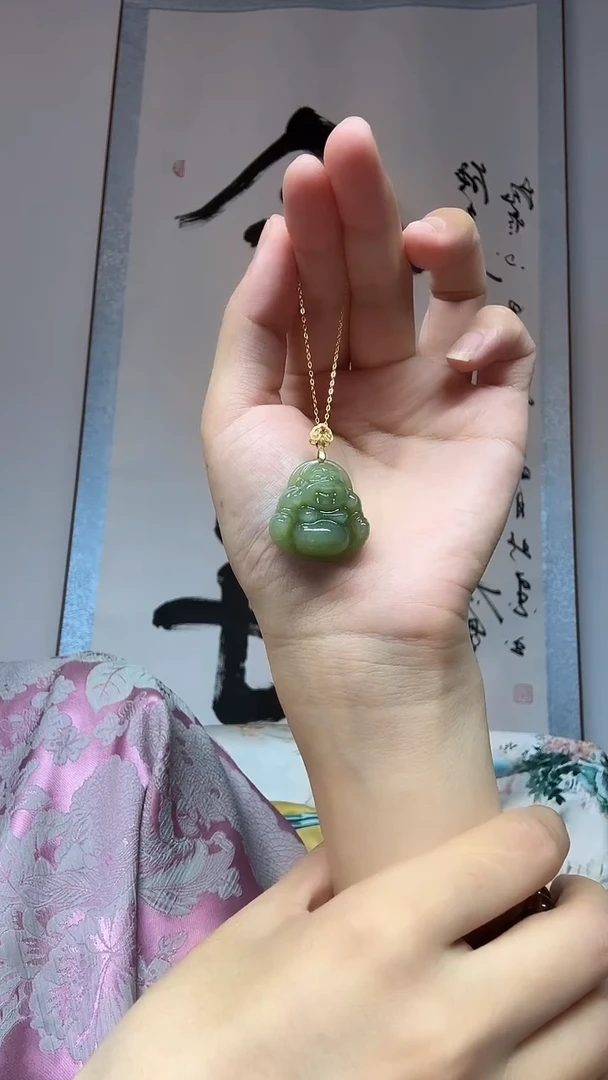 和田玉银S925镶嵌吊坠(不含链)高约卡25高约卡25厚约卡10