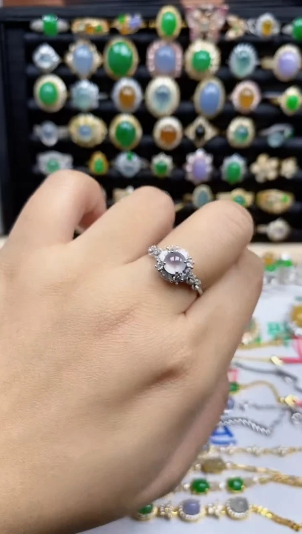 银S925镶嵌戒指翡翠9052